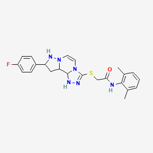 N-(2,6-dimethylphenyl)-2-{[11-(4-fluorophenyl)-3,4,6,9,10-pentaazatricyclo[7.3.0.0^{2,6}]dodeca-1(12),2,4,7,10-pentaen-5-yl]sulfanyl}acetamide