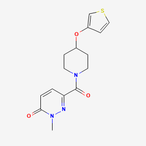 molecular formula C15H17N3O3S B2703339 2-methyl-6-(4-(thiophen-3-yloxy)piperidine-1-carbonyl)pyridazin-3(2H)-one CAS No. 2034429-02-0