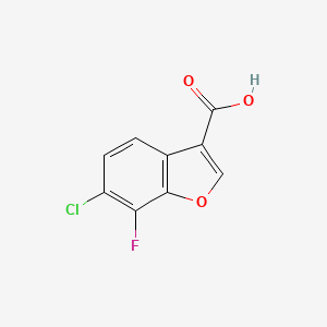 molecular formula C9H4ClFO3 B2703360 6-氯-7-氟-1-苯并呋喃-3-羧酸 CAS No. 1597969-88-4