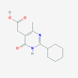 molecular formula C13H18N2O3 B2703361 2-(2-Cyclohexyl-4-methyl-6-oxo-1H-pyrimidin-5-yl)acetic acid CAS No. 897006-87-0