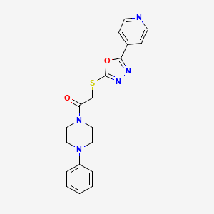 molecular formula C19H19N5O2S B2703369 1-Phenyl-4-{[(5-pyridin-4-yl-1,3,4-oxadiazol-2-yl)thio]acetyl}piperazine CAS No. 878426-98-3