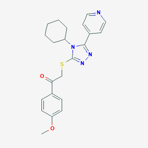 molecular formula C22H24N4O2S B270337 2-{[4-cyclohexyl-5-(4-pyridinyl)-4H-1,2,4-triazol-3-yl]sulfanyl}-1-(4-methoxyphenyl)ethanone 