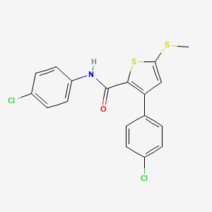 molecular formula C18H13Cl2NOS2 B2703374 N,3-bis(4-chlorophenyl)-5-(methylsulfanyl)-2-thiophenecarboxamide CAS No. 477857-96-8