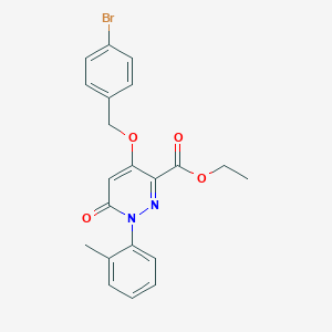 molecular formula C21H19BrN2O4 B2703379 Ethyl 4-((4-bromobenzyl)oxy)-6-oxo-1-(o-tolyl)-1,6-dihydropyridazine-3-carboxylate CAS No. 899733-07-4