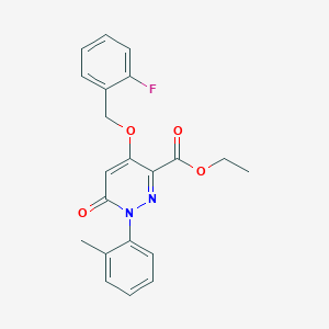 molecular formula C21H19FN2O4 B2703387 Ethyl 4-[(2-fluorophenyl)methoxy]-1-(2-methylphenyl)-6-oxopyridazine-3-carboxylate CAS No. 886952-18-7