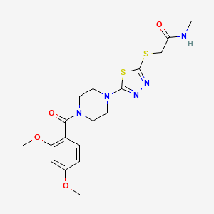 molecular formula C18H23N5O4S2 B2703392 2-((5-(4-(2,4-dimethoxybenzoyl)piperazin-1-yl)-1,3,4-thiadiazol-2-yl)thio)-N-methylacetamide CAS No. 1105199-61-8
