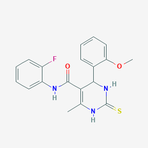 molecular formula C19H18FN3O2S B2703393 N-(2-fluorophenyl)-4-(2-methoxyphenyl)-6-methyl-2-thioxo-1,2,3,4-tetrahydropyrimidine-5-carboxamide CAS No. 694467-13-5