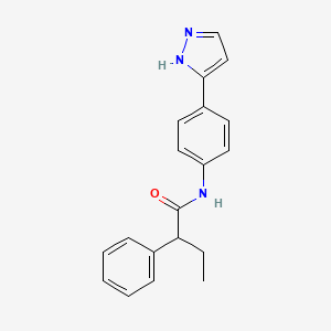 molecular formula C19H19N3O B2703400 N-(4-(1H-pyrazol-3-yl)phenyl)-2-phenylbutanamide CAS No. 1209068-08-5