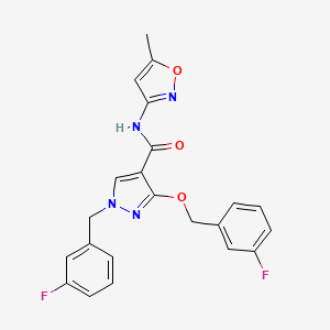 molecular formula C22H18F2N4O3 B2703404 1-(3-氟苯甲基)-3-((3-氟苯甲基)氧基)-N-(5-甲基异噁唑-3-基)-1H-吡唑-4-甲酰胺 CAS No. 1014068-52-0