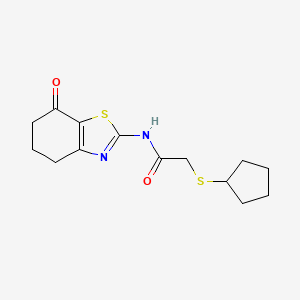 molecular formula C14H18N2O2S2 B2703421 2-(cyclopentylthio)-N-(7-oxo-4,5,6,7-tetrahydrobenzo[d]thiazol-2-yl)acetamide CAS No. 1219912-97-6
