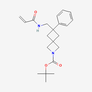 molecular formula C21H28N2O3 B2703423 Tert-butyl 6-phenyl-6-[(prop-2-enoylamino)methyl]-2-azaspiro[3.3]heptane-2-carboxylate CAS No. 2411249-34-6