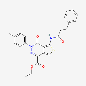 Ethyl 3-(4-methylphenyl)-4-oxo-5-(3-phenylpropanoylamino)thieno[3,4-d]pyridazine-1-carboxylate