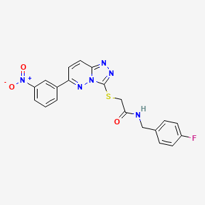 molecular formula C20H15FN6O3S B2703437 N-(4-氟苯甲基)-2-((6-(3-硝基苯基)-[1,2,4]三唑并[4,3-b]吡啶-3-基)硫)乙酰胺 CAS No. 891122-19-3