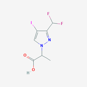 molecular formula C7H7F2IN2O2 B2703452 2-[3-(difluoromethyl)-4-iodo-1H-pyrazol-1-yl]propanoic acid CAS No. 1856100-97-4