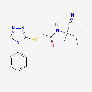 molecular formula C16H19N5OS B2703459 N-(2-氰基-3-甲基丁-2-基)-2-[(4-苯基-1,2,4-三唑-3-基)硫基]乙酰胺 CAS No. 850358-39-3