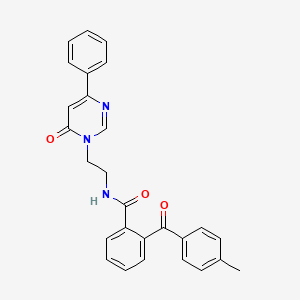 molecular formula C27H23N3O3 B2703460 2-(4-methylbenzoyl)-N-(2-(6-oxo-4-phenylpyrimidin-1(6H)-yl)ethyl)benzamide CAS No. 1334371-39-9