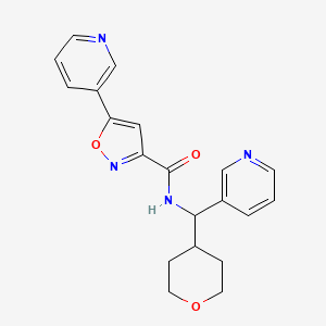 molecular formula C20H20N4O3 B2703482 5-(pyridin-3-yl)-N-(pyridin-3-yl(tetrahydro-2H-pyran-4-yl)methyl)isoxazole-3-carboxamide CAS No. 2034593-56-9