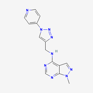 molecular formula C14H13N9 B2703485 1-Methyl-N-[(1-pyridin-4-yltriazol-4-yl)methyl]pyrazolo[3,4-d]pyrimidin-4-amine CAS No. 2380185-78-2