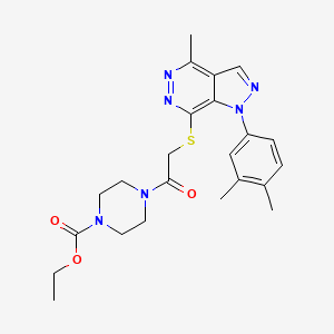 molecular formula C23H28N6O3S B2703488 ethyl 4-(2-((1-(3,4-dimethylphenyl)-4-methyl-1H-pyrazolo[3,4-d]pyridazin-7-yl)thio)acetyl)piperazine-1-carboxylate CAS No. 1203223-01-1