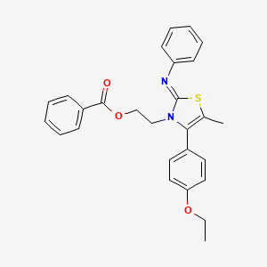 molecular formula C27H26N2O3S B2703495 2-[4-(4-ethoxyphenyl)-5-methyl-2-phenylimino-1,3-thiazol-3-yl]ethyl Benzoate CAS No. 324578-71-4