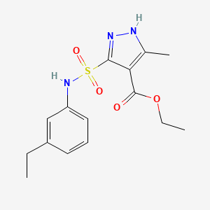 molecular formula C15H19N3O4S B2703503 ethyl 5-(N-(3-ethylphenyl)sulfamoyl)-3-methyl-1H-pyrazole-4-carboxylate CAS No. 1296891-49-0