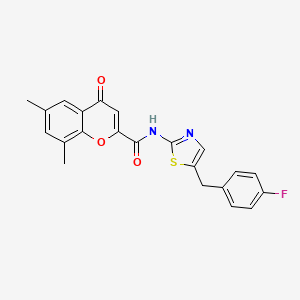 molecular formula C22H17FN2O3S B2703521 N-[5-(4-氟苄基)-1,3-噻唑-2-基]-6,8-二甲基-4-氧代-4H-香豆素-2-甲酰胺 CAS No. 919033-74-2