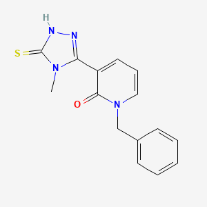 molecular formula C15H14N4OS B2703523 1-benzyl-3-(4-methyl-5-sulfanyl-4H-1,2,4-triazol-3-yl)-2(1H)-pyridinone CAS No. 242472-19-1