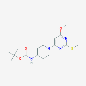 molecular formula C16H26N4O3S B2703526 tert-Butyl (1-(6-methoxy-2-(methylthio)pyrimidin-4-yl)piperidin-4-yl)carbamate CAS No. 1353946-56-1