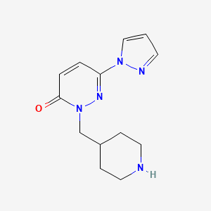 molecular formula C13H17N5O B2703527 2-[(piperidin-4-yl)methyl]-6-(1H-pyrazol-1-yl)-2,3-dihydropyridazin-3-one CAS No. 2097936-25-7
