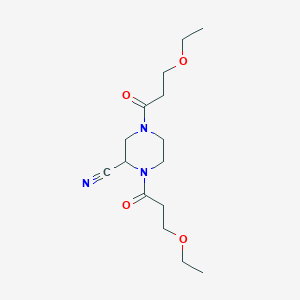 molecular formula C15H25N3O4 B2703528 1,4-Bis(3-ethoxypropanoyl)piperazine-2-carbonitrile CAS No. 2094916-28-4