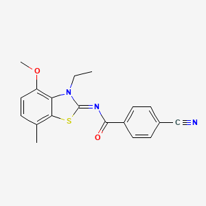 4-cyano-N-(3-ethyl-4-methoxy-7-methyl-1,3-benzothiazol-2-ylidene)benzamide