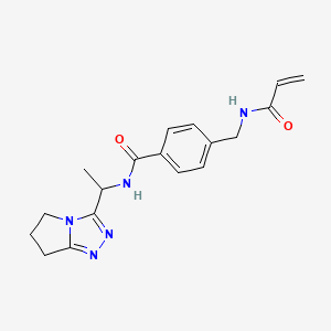molecular formula C18H21N5O2 B2703531 N-[1-(6,7-Dihydro-5H-pyrrolo[2,1-c][1,2,4]triazol-3-yl)ethyl]-4-[(prop-2-enoylamino)methyl]benzamide CAS No. 2199864-75-8