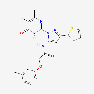 N-(1-(4,5-dimethyl-6-oxo-1,6-dihydropyrimidin-2-yl)-3-(thiophen-2-yl)-1H-pyrazol-5-yl)-2-(m-tolyloxy)acetamide