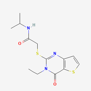 molecular formula C13H17N3O2S2 B2703534 2-[(3-ethyl-4-oxo-3,4-dihydrothieno[3,2-d]pyrimidin-2-yl)sulfanyl]-N-(propan-2-yl)acetamide CAS No. 1252926-64-9