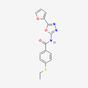 molecular formula C15H13N3O3S B2703541 4-ethylsulfanyl-N-[5-(furan-2-yl)-1,3,4-oxadiazol-2-yl]benzamide CAS No. 886932-06-5