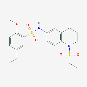 molecular formula C20H26N2O5S2 B2703548 5-ethyl-N-(1-(ethylsulfonyl)-1,2,3,4-tetrahydroquinolin-6-yl)-2-methoxybenzenesulfonamide CAS No. 946284-94-2