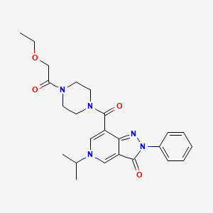 molecular formula C24H29N5O4 B2703550 7-(4-(2-ethoxyacetyl)piperazine-1-carbonyl)-5-isopropyl-2-phenyl-2H-pyrazolo[4,3-c]pyridin-3(5H)-one CAS No. 1040647-47-9