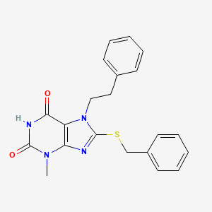 8-(benzylthio)-3-methyl-7-phenethyl-1H-purine-2,6(3H,7H)-dione