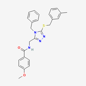 molecular formula C26H26N4O2S B2703587 N-((4-benzyl-5-((3-methylbenzyl)thio)-4H-1,2,4-triazol-3-yl)methyl)-4-methoxybenzamide CAS No. 476435-13-9