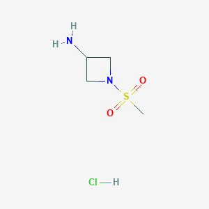 molecular formula C4H11ClN2O2S B2703593 1-Methanesulfonylazetidin-3-amine hydrochloride CAS No. 1956306-51-6