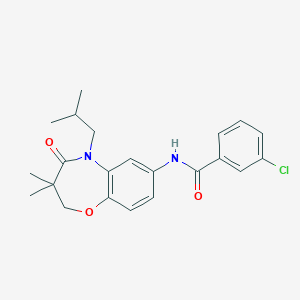 molecular formula C22H25ClN2O3 B2703602 3-氯-N-(5-异丁基-3,3-二甲基-4-氧代-2,3,4,5-四氢苯并[b][1,4]噁唑啉-7-基)苯甲酰胺 CAS No. 921793-03-5
