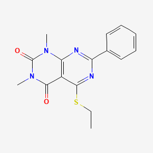 molecular formula C16H16N4O2S B2703617 5-(ethylthio)-1,3-dimethyl-7-phenylpyrimido[4,5-d]pyrimidine-2,4(1H,3H)-dione CAS No. 896677-55-7