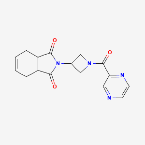 molecular formula C16H16N4O3 B2703629 2-(1-(pyrazine-2-carbonyl)azetidin-3-yl)-3a,4,7,7a-tetrahydro-1H-isoindole-1,3(2H)-dione CAS No. 1787879-68-8