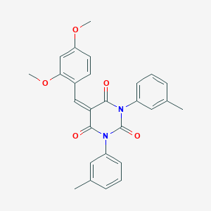 molecular formula C27H24N2O5 B2703642 5-[(2,4-Dimethoxyphenyl)methylidene]-1,3-bis(3-methylphenyl)-1,3-diazinane-2,4,6-trione CAS No. 1023515-76-5