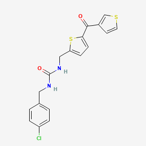 molecular formula C18H15ClN2O2S2 B2703679 1-(4-Chlorobenzyl)-3-((5-(thiophene-3-carbonyl)thiophen-2-yl)methyl)urea CAS No. 1797282-08-6