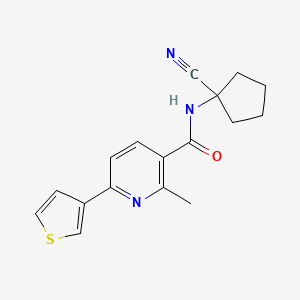 molecular formula C17H17N3OS B2703693 N-(1-cyanocyclopentyl)-2-methyl-6-(thiophen-3-yl)pyridine-3-carboxamide CAS No. 1311612-48-2
