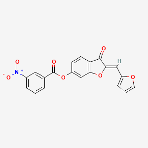 molecular formula C20H11NO7 B2703696 (Z)-2-(furan-2-ylmethylene)-3-oxo-2,3-dihydrobenzofuran-6-yl 3-nitrobenzoate CAS No. 622366-27-2