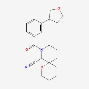 molecular formula C21H26N2O3 B2703701 8-[3-(Oxolan-3-yl)benzoyl]-1-oxa-8-azaspiro[5.5]undecane-7-carbonitrile CAS No. 1949035-78-2