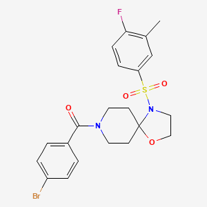 molecular formula C21H22BrFN2O4S B2703702 8-(4-Bromobenzoyl)-4-[(4-fluoro-3-methylphenyl)sulfonyl]-1-oxa-4,8-diazaspiro[4.5]decane CAS No. 946339-87-3