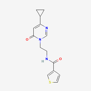 molecular formula C14H15N3O2S B2703705 N-(2-(4-环丙基-6-氧代嘧啶-1(6H)-基)乙基)噻吩-3-甲酰胺 CAS No. 2034358-39-7